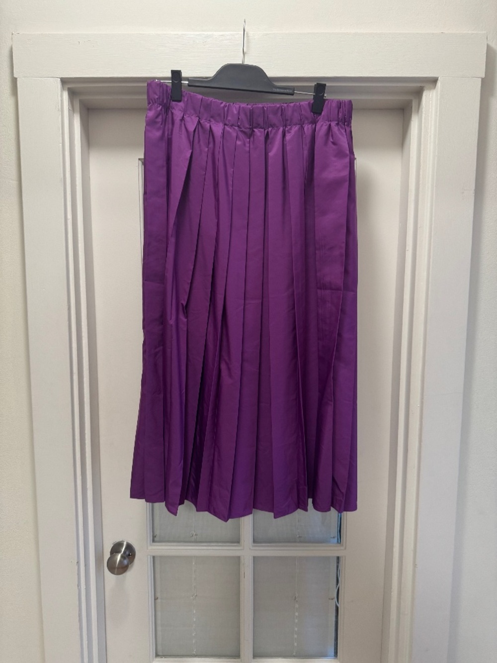 Tibi Purple Pleated Midi Skirt Elastic Waist XL